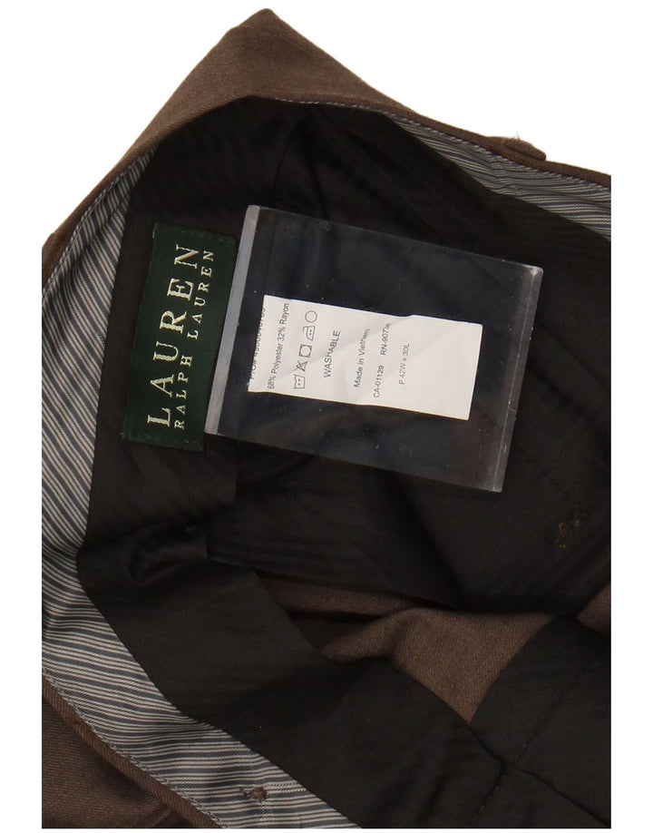RALPH LAUREN Herre Pegged Suit Bukser W42 L30 Brun Polyester