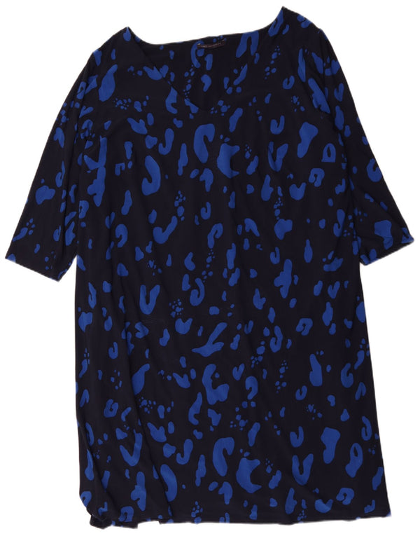 Marks & Spencer Womens Shift Dress UK 30 7XL Navy Blue Animal Print