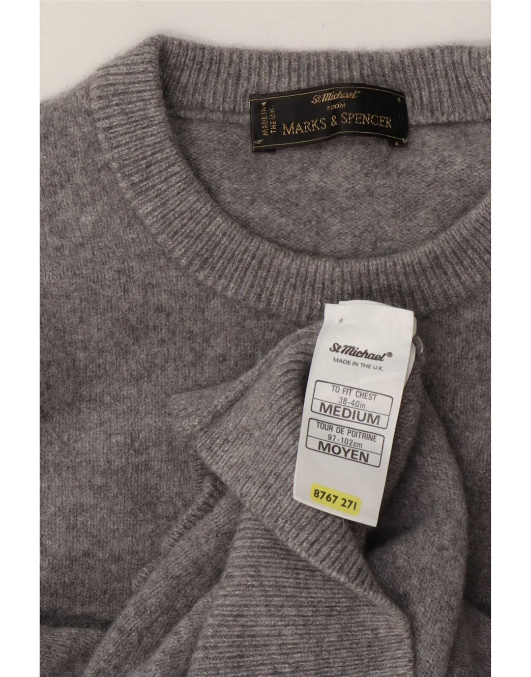 Marks & Spencer Herre sweater med rund hals, mellemgrå uld