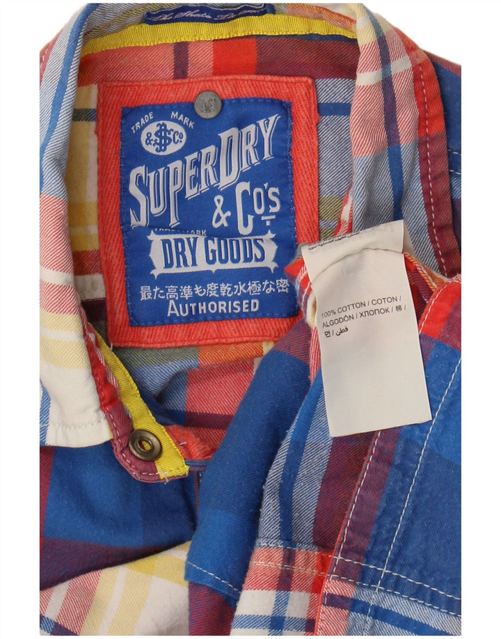 Superdry Dame Pullover Flanell Shirt UK 12 Medium Blue Ternet Bomuld