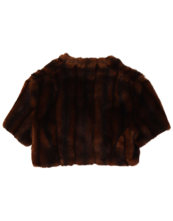 Karen Millen Womens Crop Short Sleeve Bolero Jacket UK 12 Medium Brown