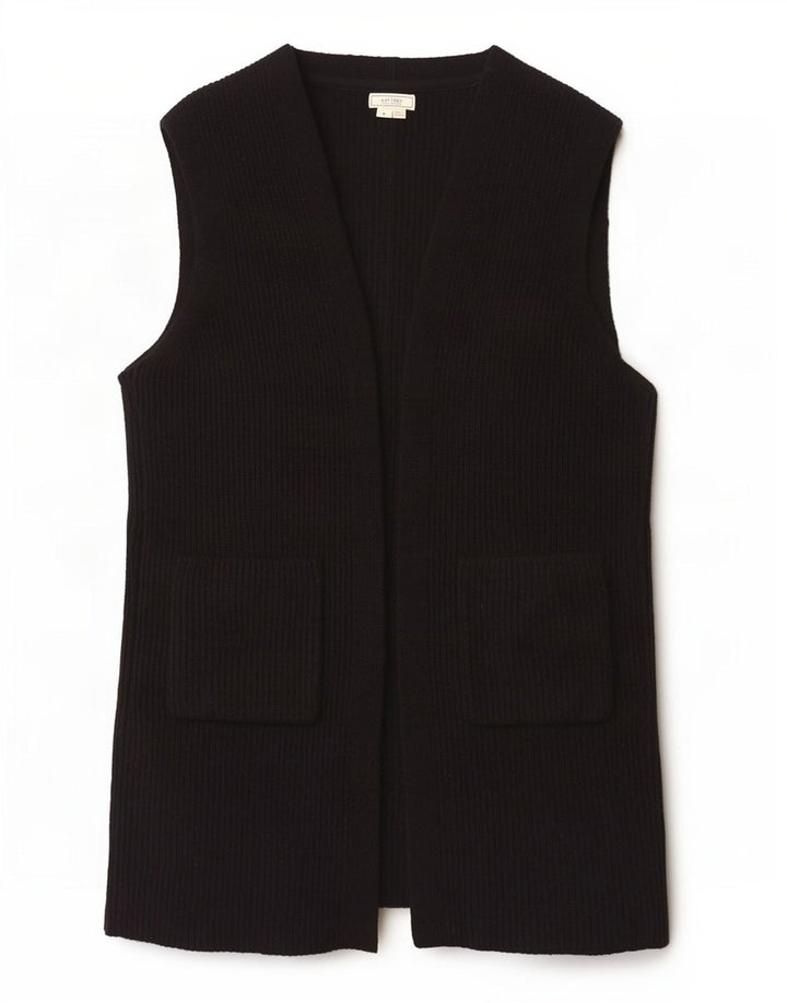 Fat Face Womens Longline ærmeløs cardigan sweater UK 14 Medium Black