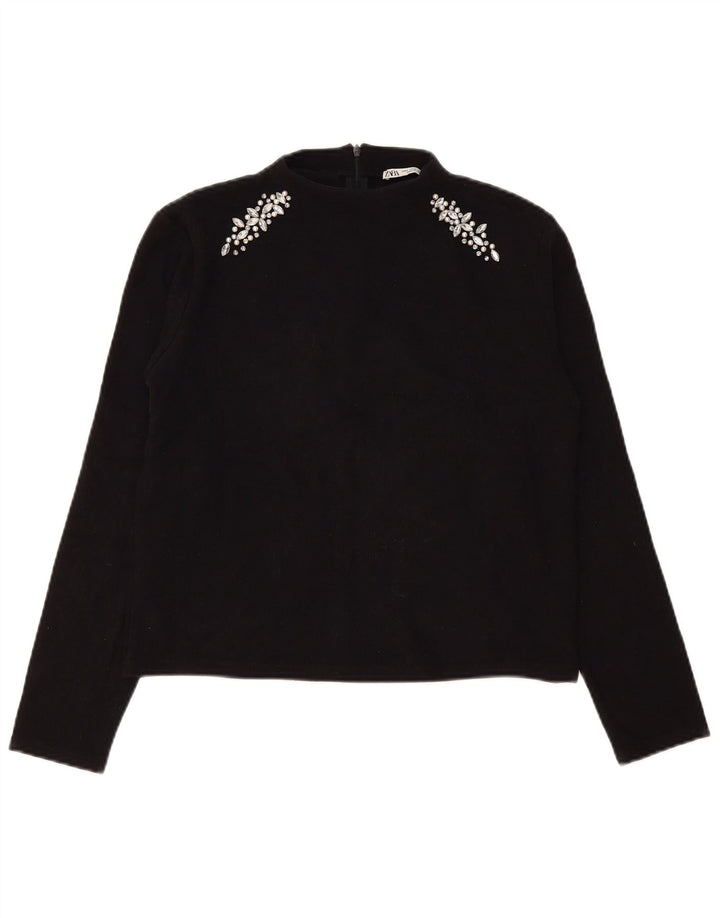 Zara Dametop Langærmet UK 14 Medium Sort