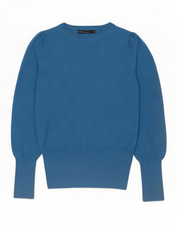 Marks & Spencer Dame Boat Neck Jumper Sweater UK 10 Small Blue Chevron