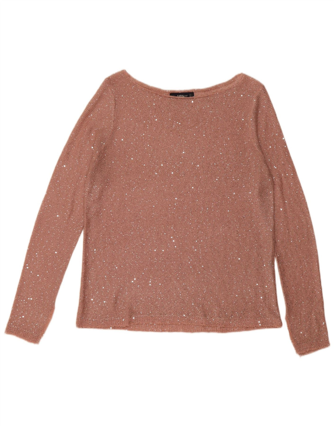 Zara Dame Boat Neck Jumper Sweater UK 14 Medium Pink