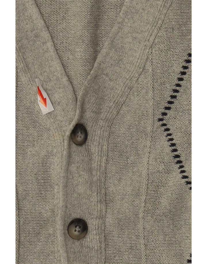 Roger Kent Herre Cardigan Sweater IT 52 Large Grey Argyle/Diamond