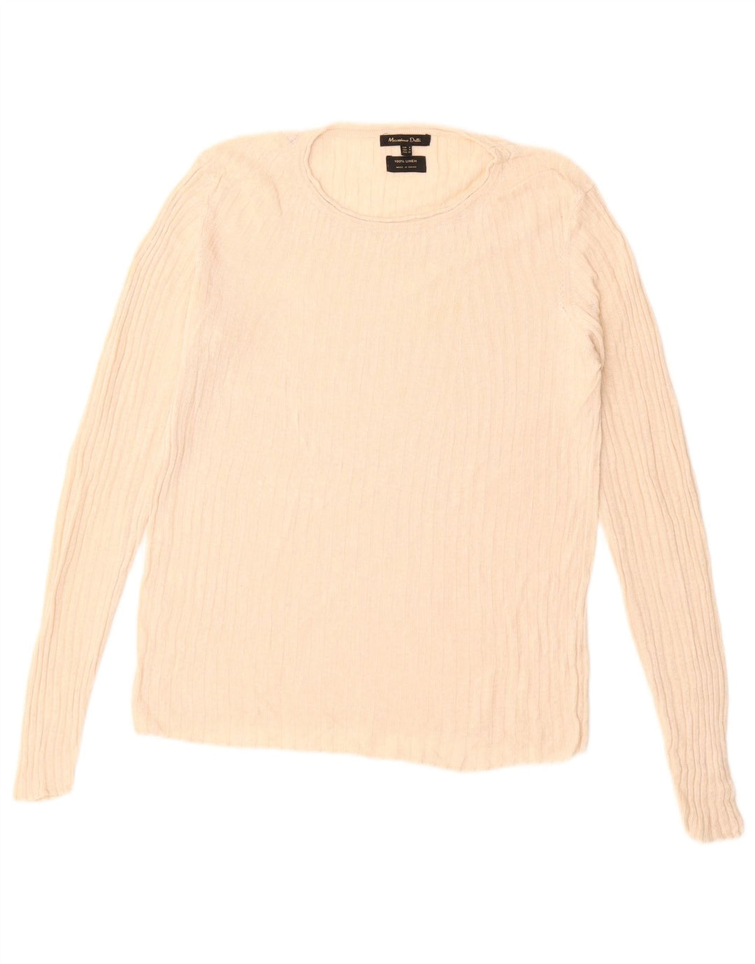 MASSIMO DUTTI Dame Boat Neck Jumper Sweater UK 12 Medium Beige Linen