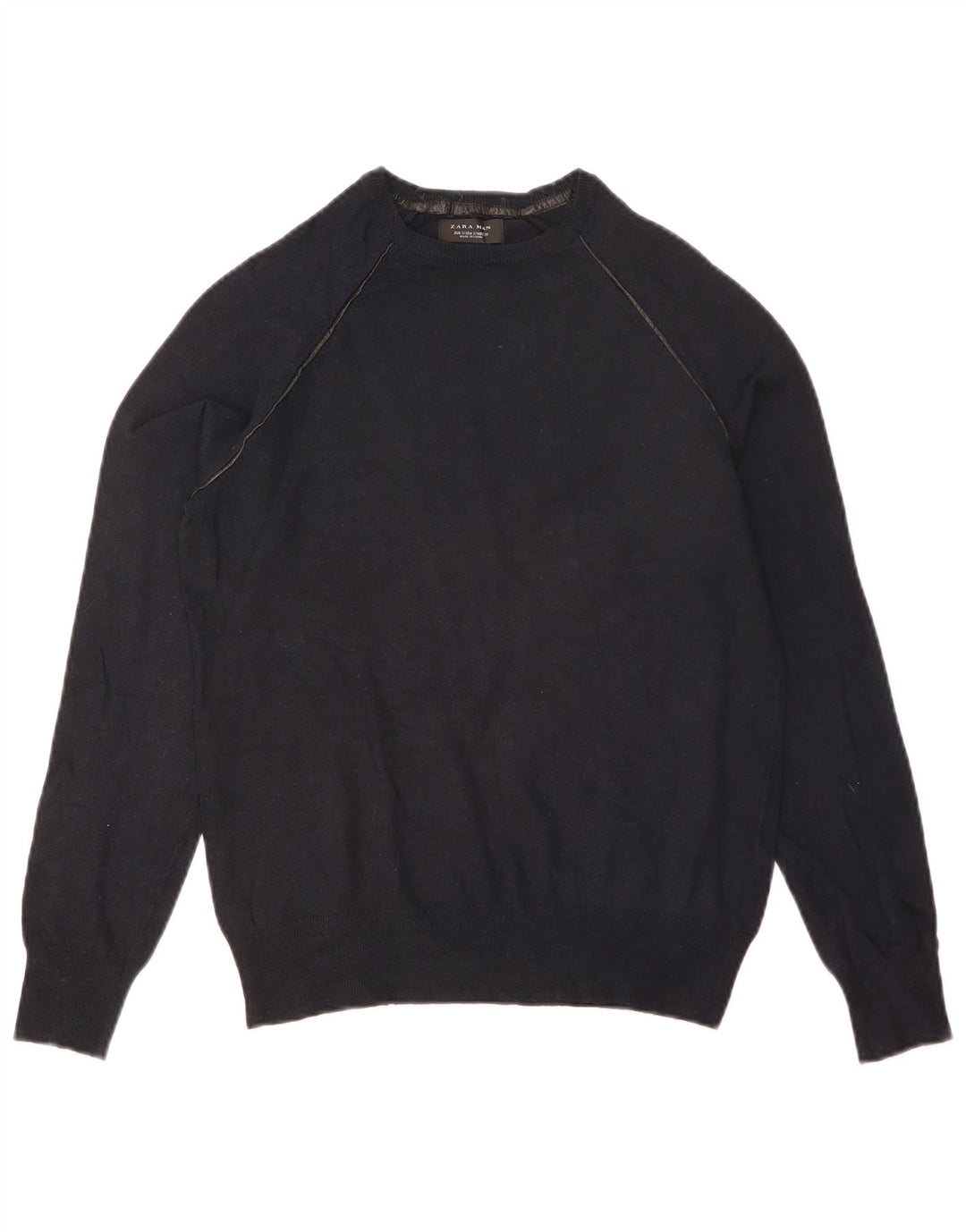 ZARA Herre sweater med rund hals, lille marineblå viskose
