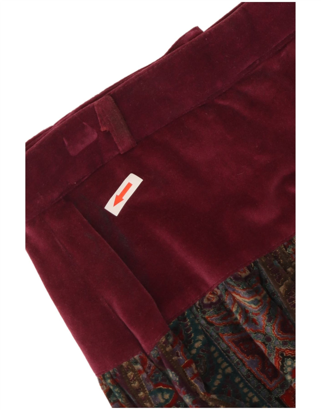 Vintage Kvinders Velvet Flared Nederdel IT 42 Medium W26 Burgundy Fair Isle