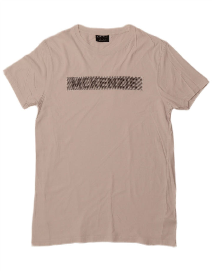 MCKENZIE Herre grafisk T-shirt Top Medium Hvid Bomuld