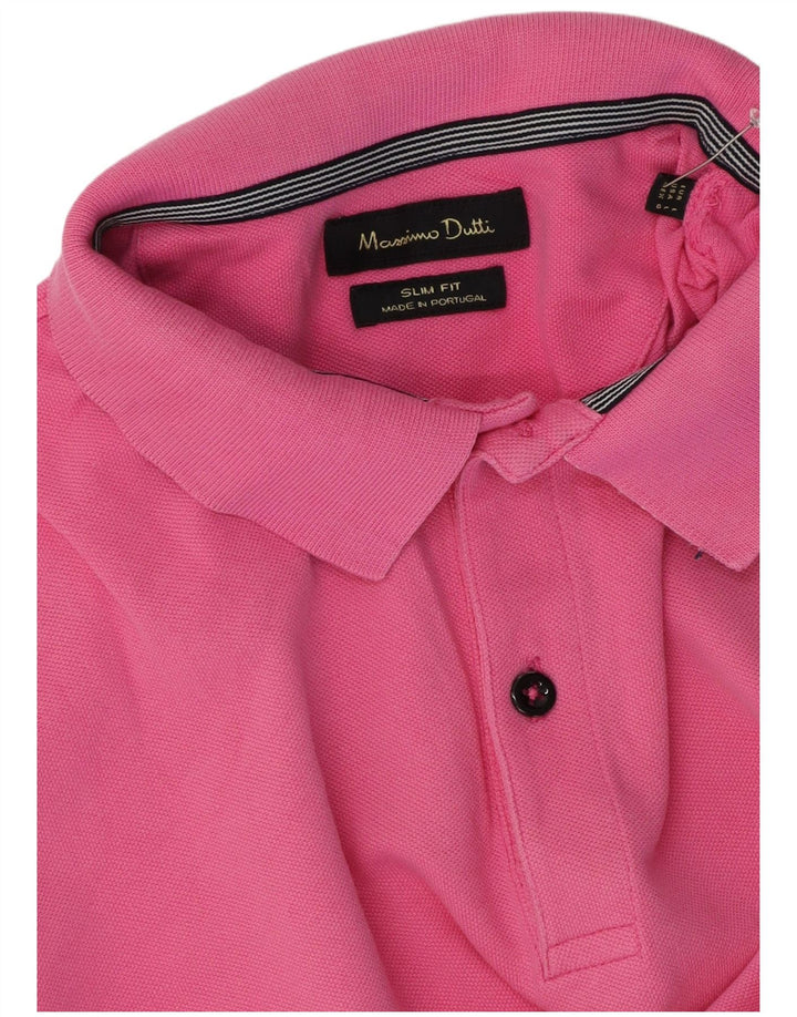 Massimo Dutti Herre Slim Fit Polo Shirt Large Pink