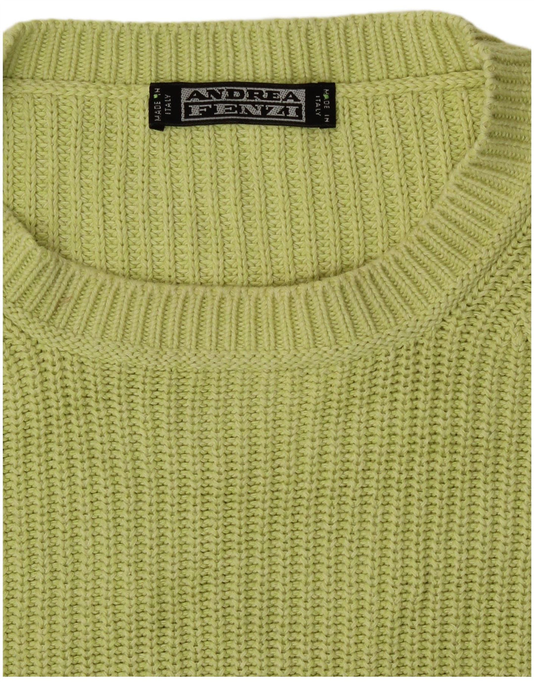 Andrea Fenzi Herre Crew Neck Jumper Sweater Medium Green