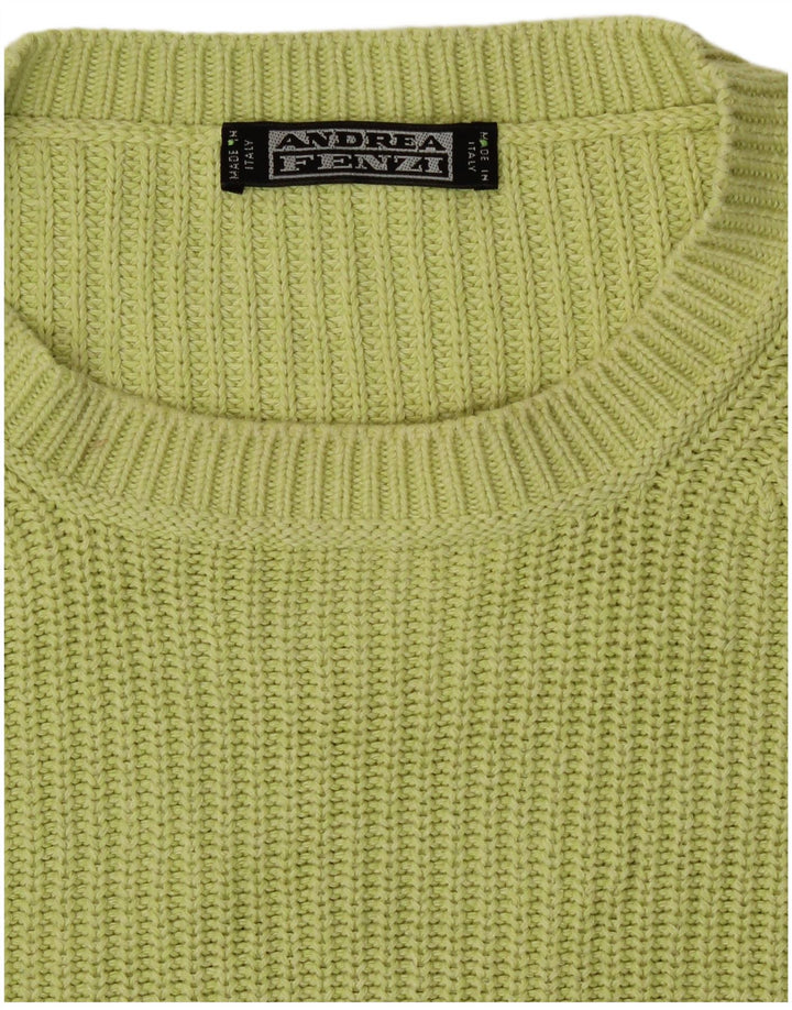 Andrea Fenzi Herre Crew Neck Jumper Sweater Medium Green