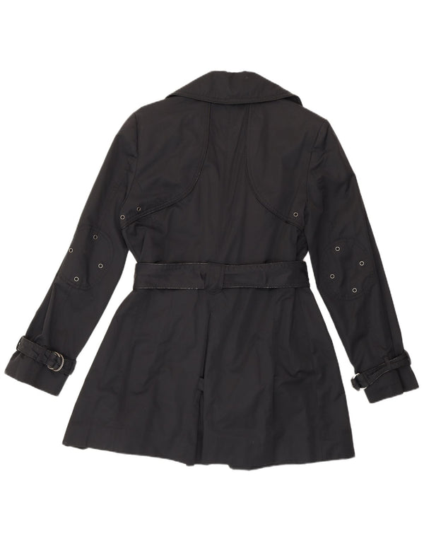 Calvin Klein Dame Trench Coat UK 10 Small Black Bomuld Classic