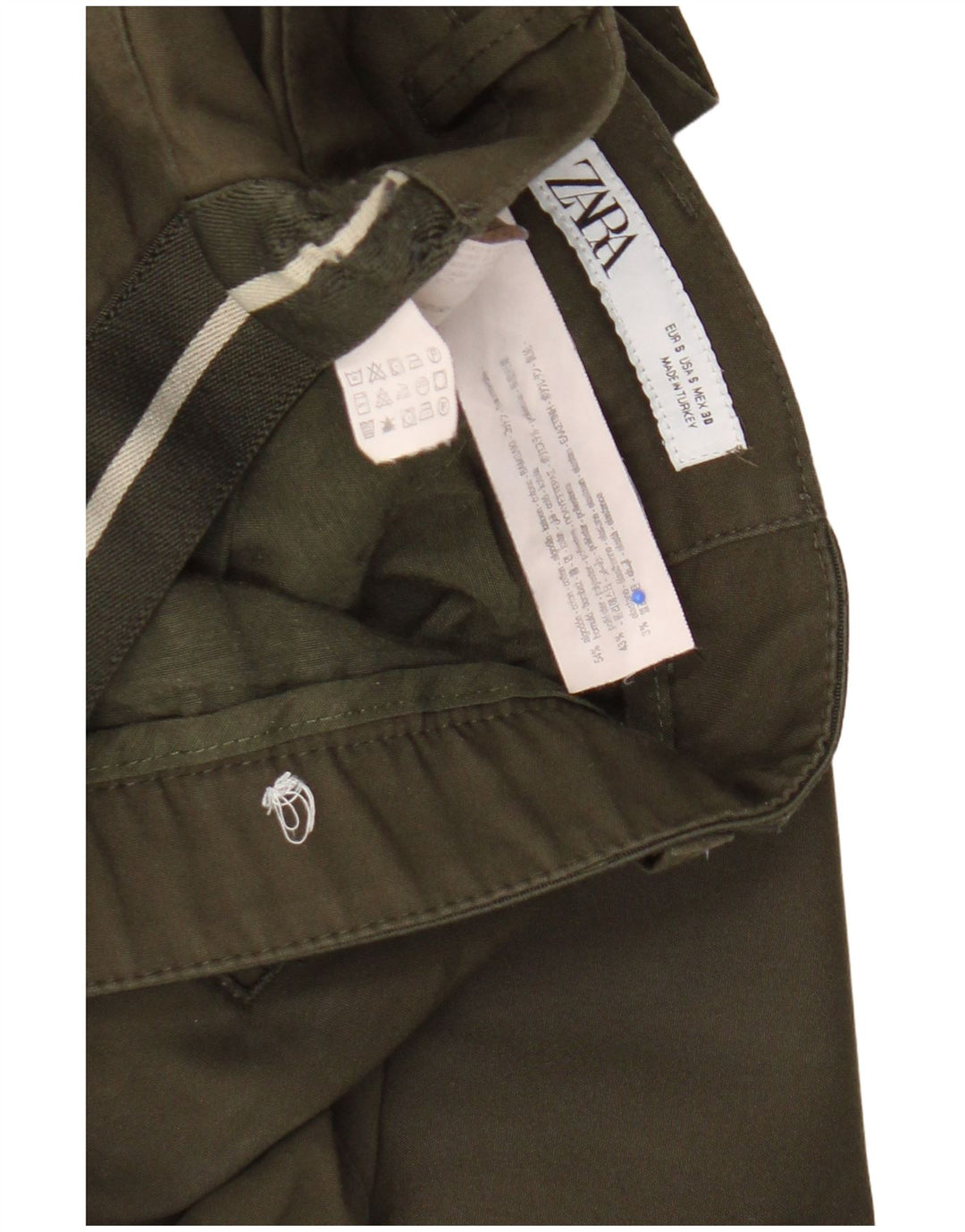 Zara Herre Slim Chino Bukser Small W30 L28 Khaki Bomuld