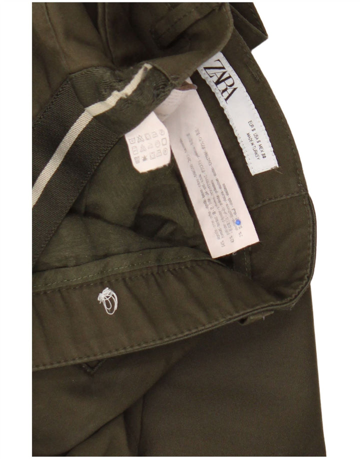 Zara Herre Slim Chino Bukser Small W30 L28 Khaki Bomuld