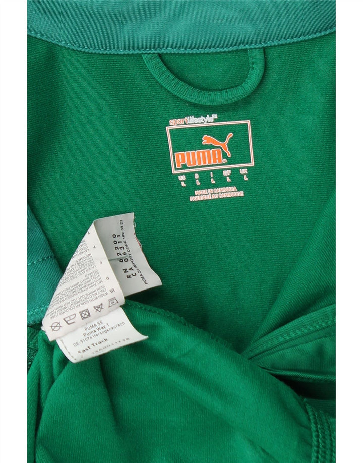 PUMA Mens Graphic Tracksuit Top Jacket Large Green Polyester