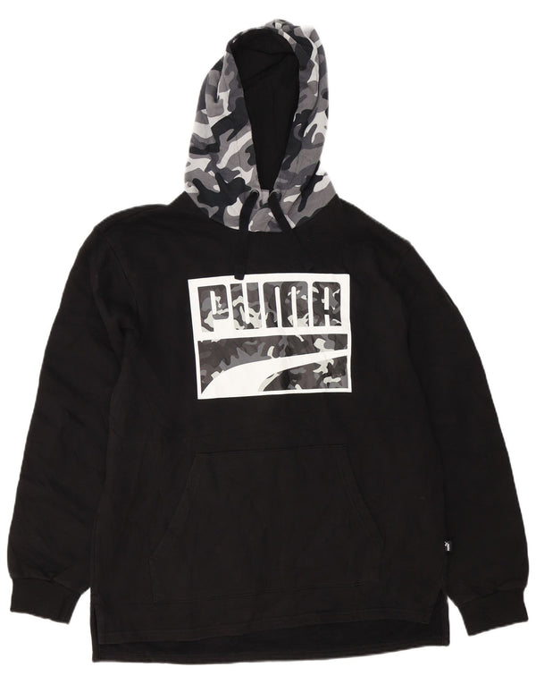 Puma Herre grafisk hættetrøje Jumper Medium Sort Colourblock Bomuld