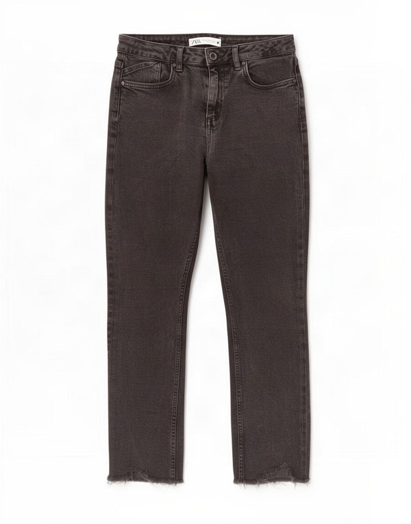 Zara Dame Straight Jeans EU 38 Small W28 L26 Grå