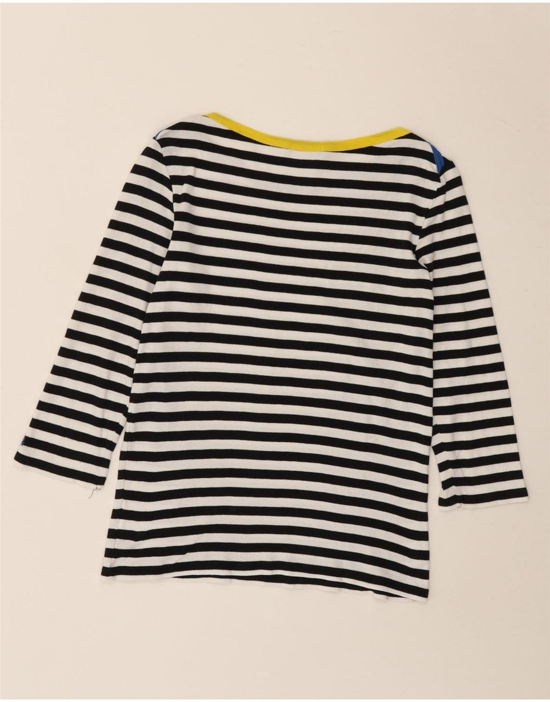 Benetton Dame Top 3/4 ærmer UK 8 Lille marineblå stribet