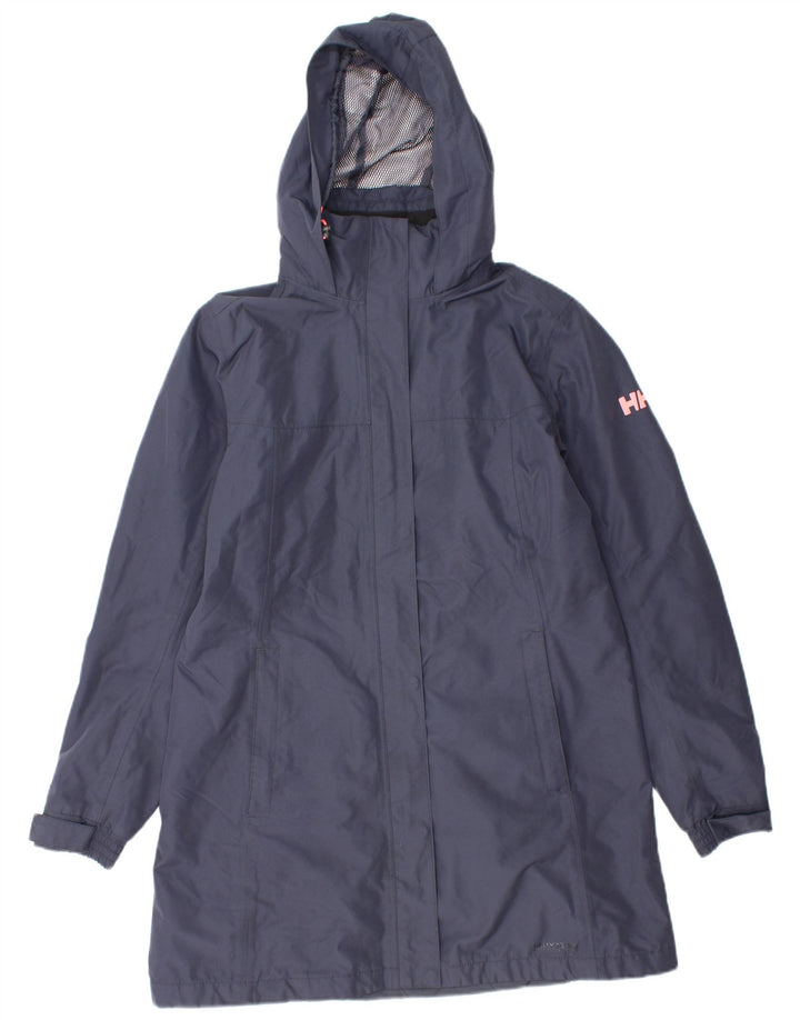 HELLY HANSEN Dame Hooded Windbreaker Coat UK 14 Medium Navy Blue