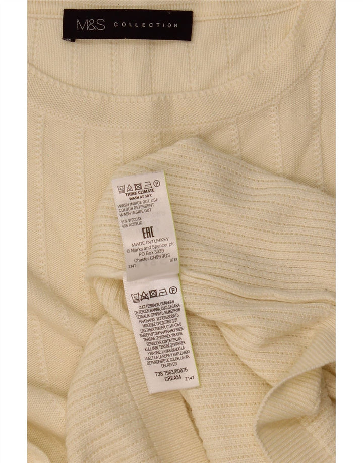 Marks & Spencer Womens Crew Neck Jumper Sweater UK 12 Medium Beige Viscose