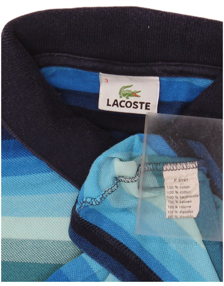 Lacoste herre poloshirt størrelse 3 Lille blå stribet bomuld