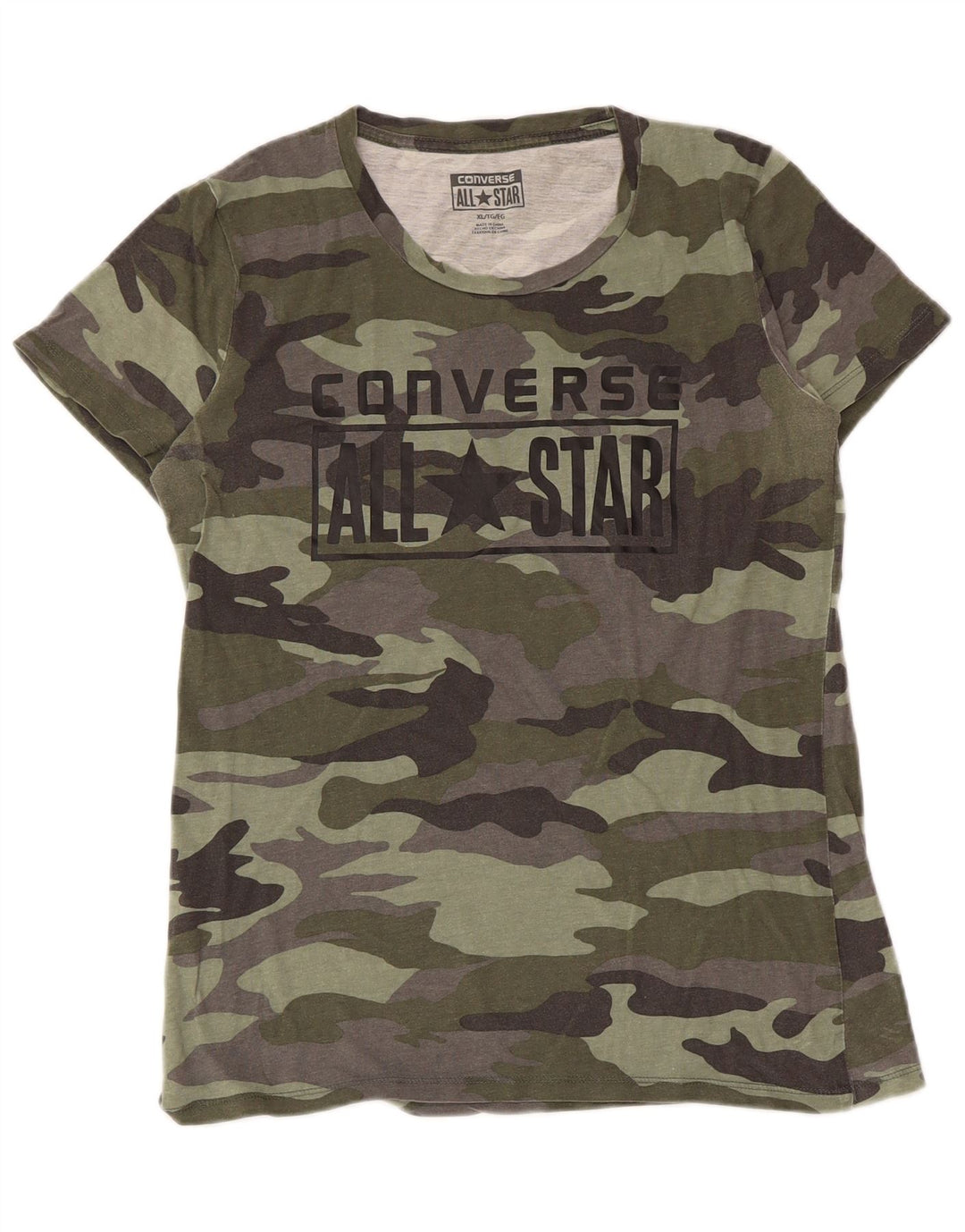 Converse Grafisk T-shirt top til kvinder UK 18 XL Khaki Camouflage