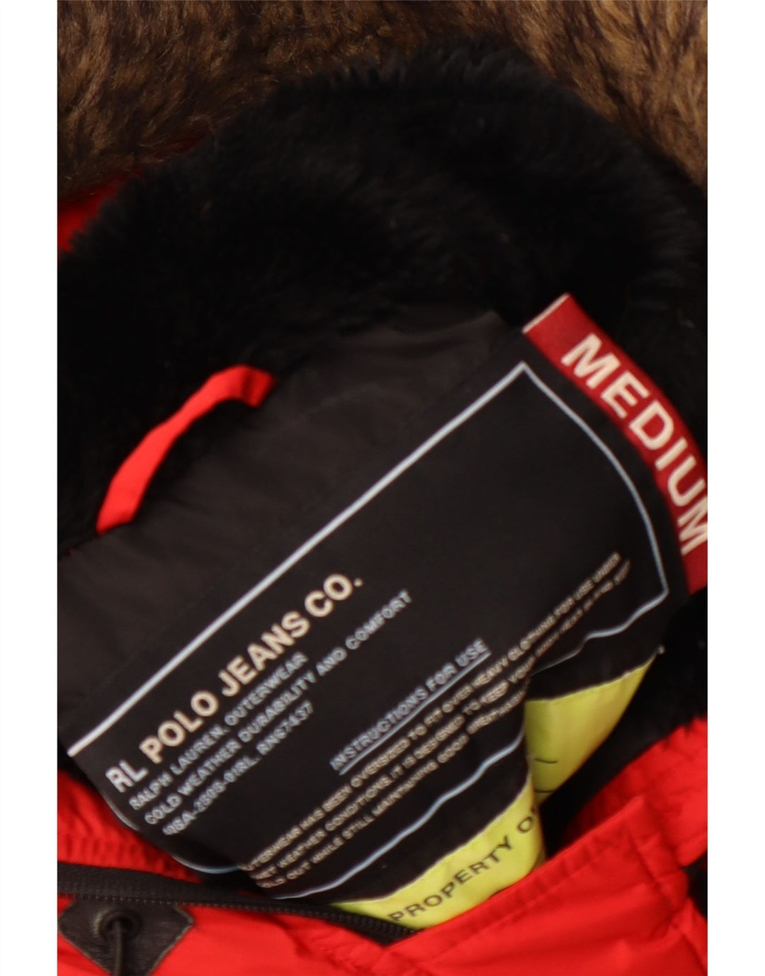 RALPH LAUREN Dame Hooded Parka Jacket UK 14 Medium Red Winter