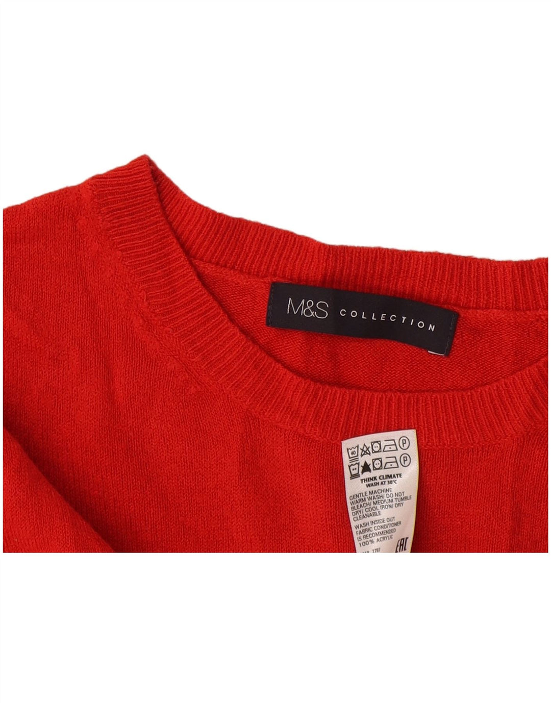 Marks & Spencer Dame Boat Neck Jumper Sweater UK 8 Small Red Acryl