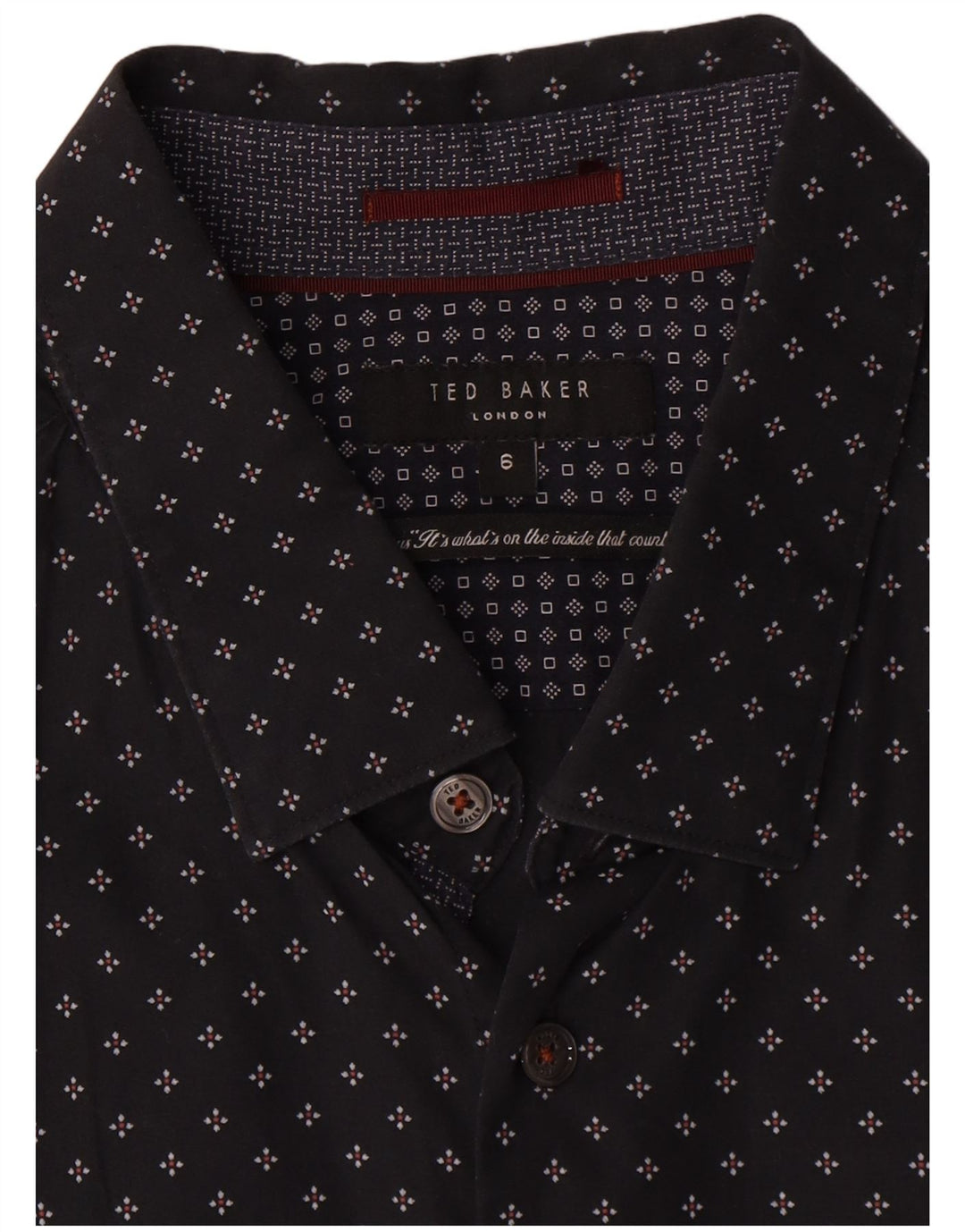 Ted Baker Herreskjorte str. 6 2XL Sort geometrisk bomuld