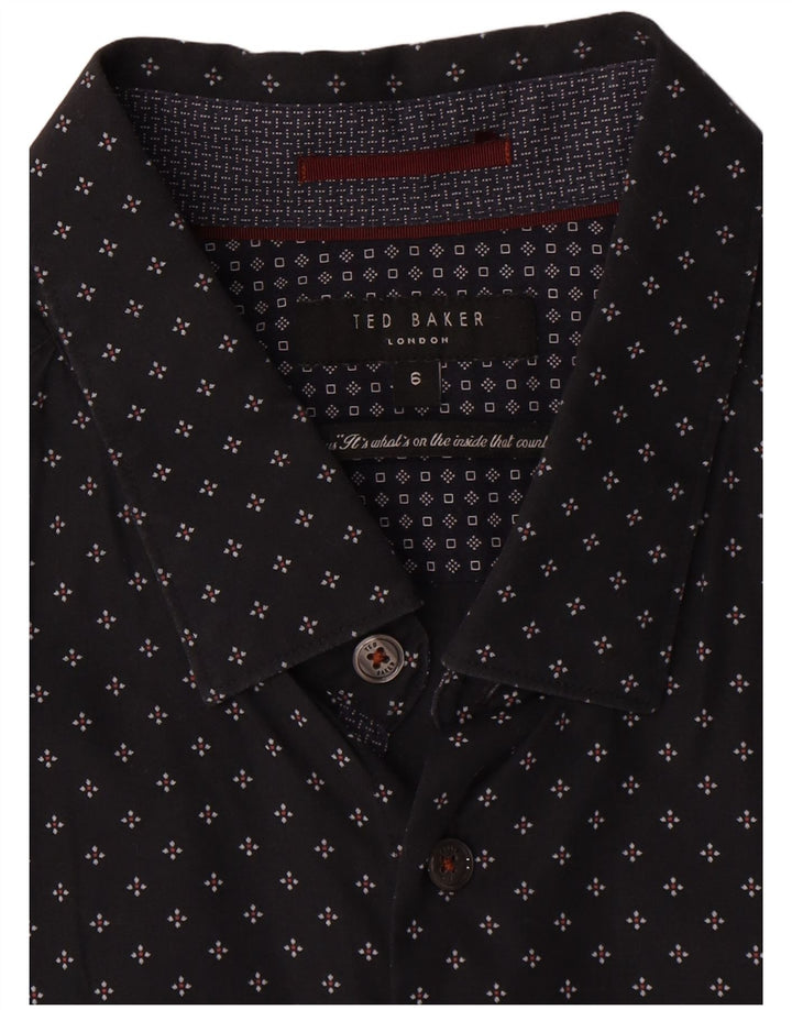 Ted Baker Herreskjorte str. 6 2XL Sort geometrisk bomuld