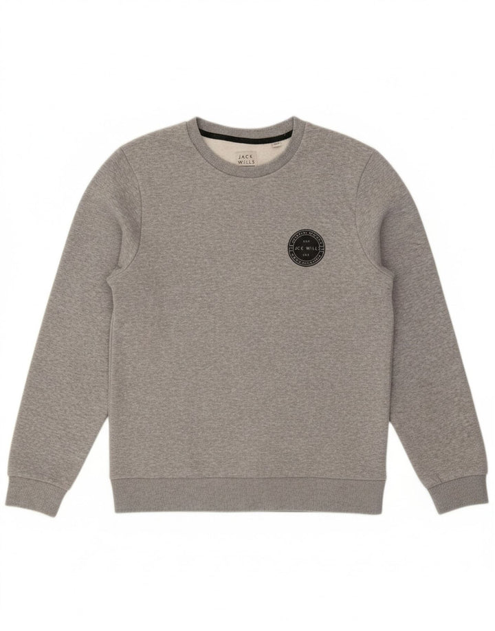 JACK WILLS Mens Sweatshirt Jumper Small Grey Cotton