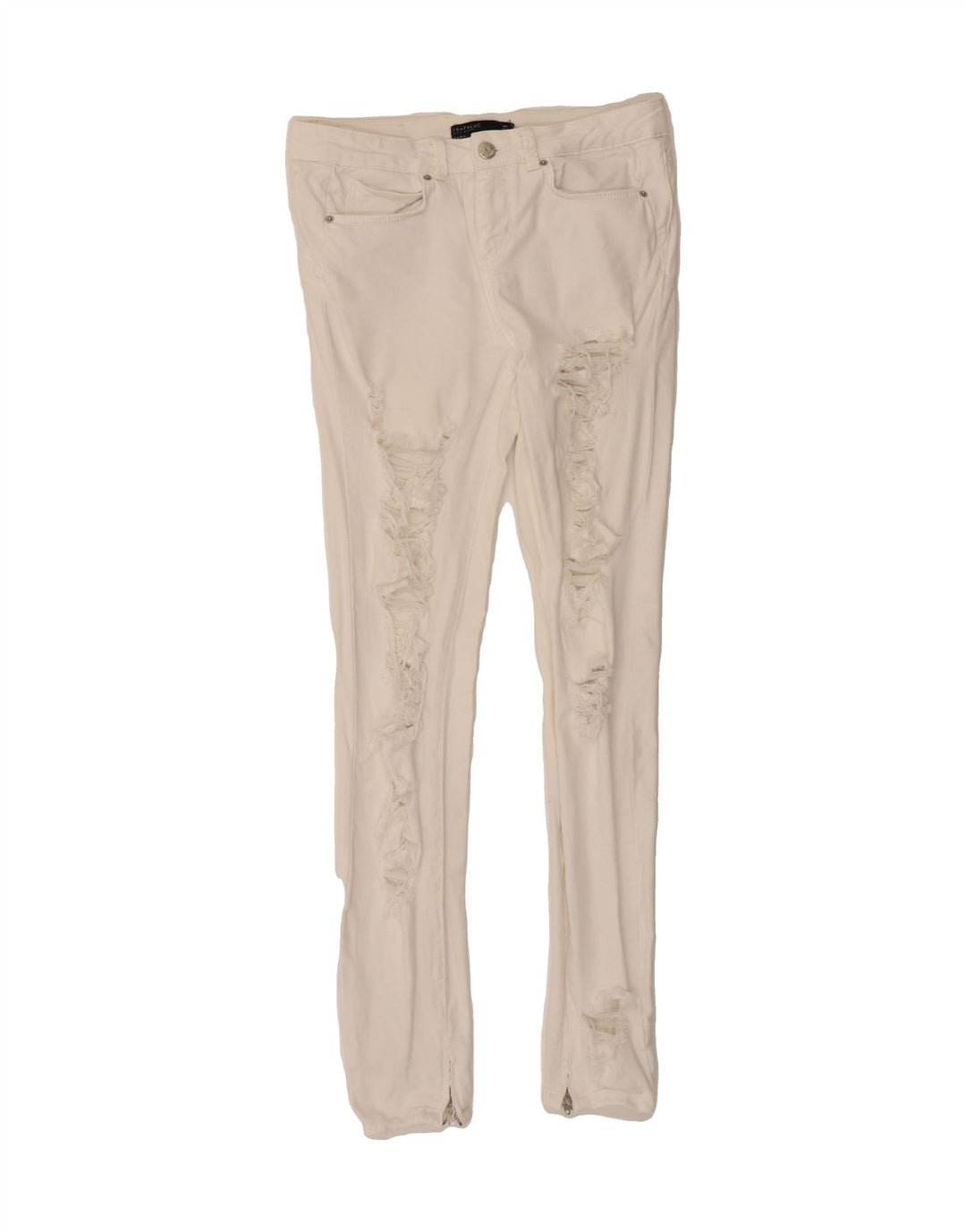 ZARA Womens Distressed Skinny Jeans W26 L29 White Cotton Vintage Zara and Second-Hand Zara from Messina Hembry 
