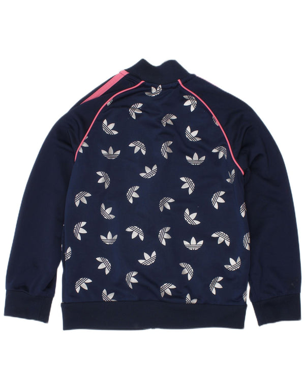 Adidas piger grafisk træningsdragt topjakke 6-7 år marineblå polyester