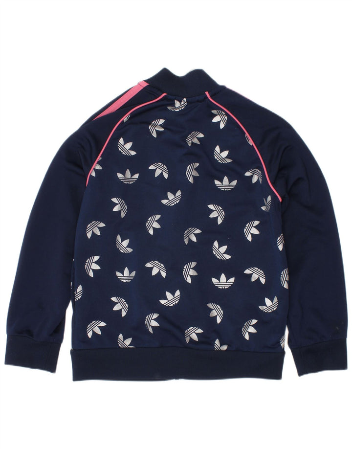 Adidas piger grafisk træningsdragt topjakke 6-7 år marineblå polyester