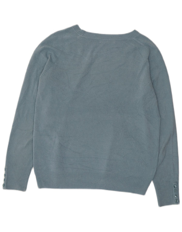 Marks & Spencer Dame Boat Neck Jumper Sweater UK 14 Medium Blue Acryl