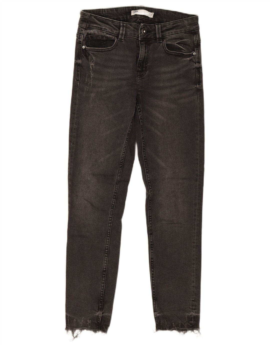 ZARA Dame Distressed Slim Jeans EU 34 2XS W24 L25 Grå