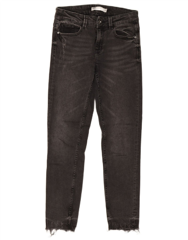 ZARA Dame Distressed Slim Jeans EU 34 2XS W24 L25 Grå