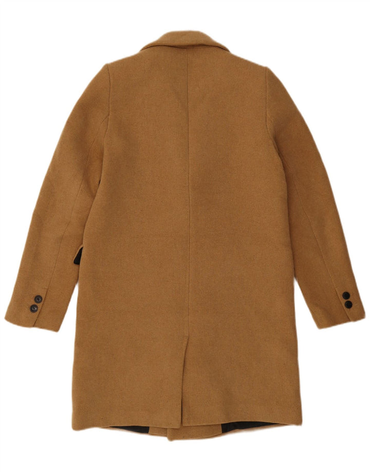 Zara Dame Oversized Dobbeltradet Frakke UK 10 Small Beige Polyester