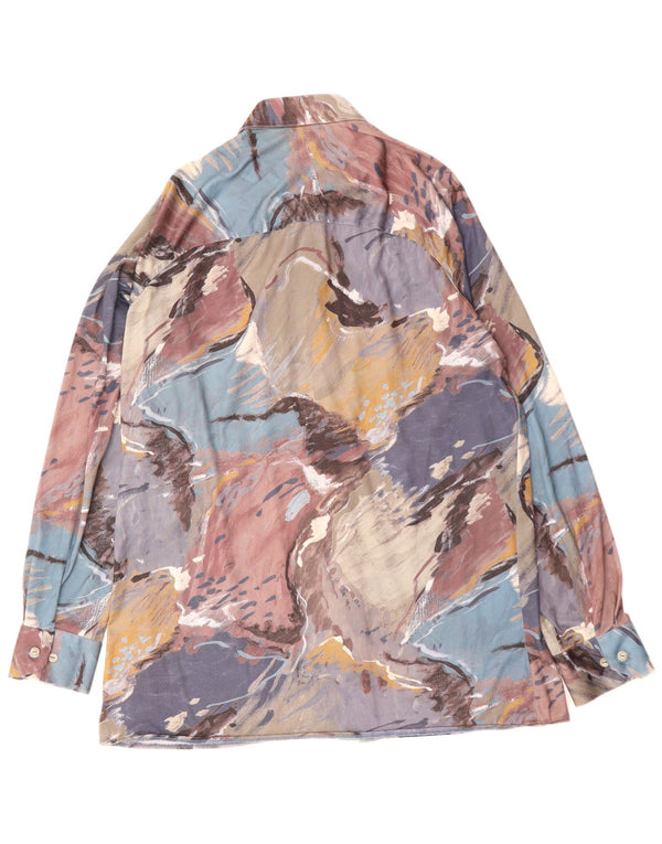 VINTAGE skjorte med abstrakt mønster til mænd, medium flerfarvet