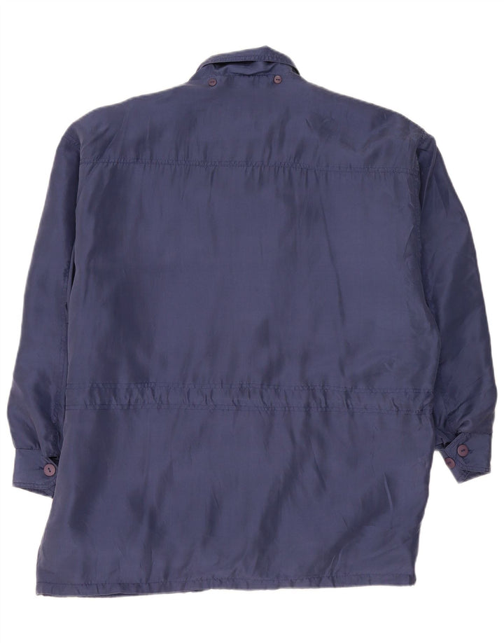 Vintage Herre Loose Fit Utility Jacket UK 36 Small Blue Silk