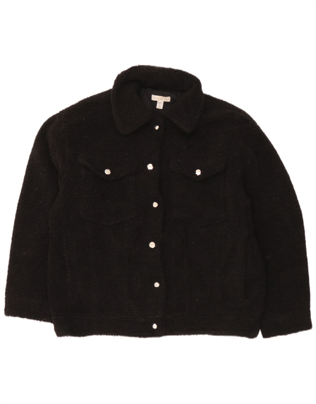 Topshop Dame Fleece Oversized Bomber Jacket UK 14 Medium Sort Polyester