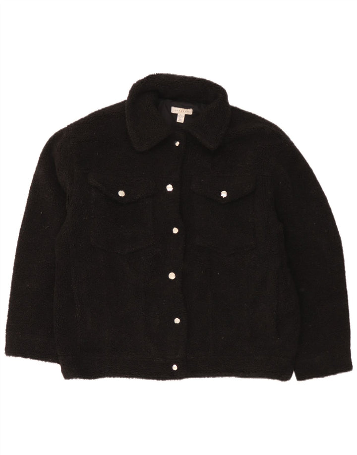 Topshop Dame Fleece Oversized Bomber Jacket UK 14 Medium Sort Polyester
