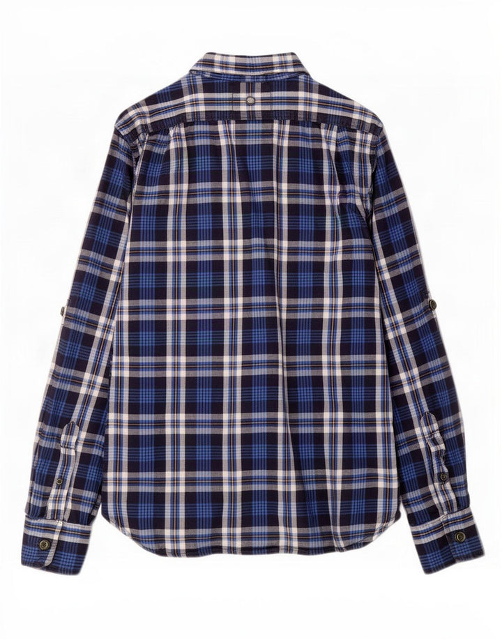 Superdry Flanelskjorte til mænd Stor marineblå ternet bomuld