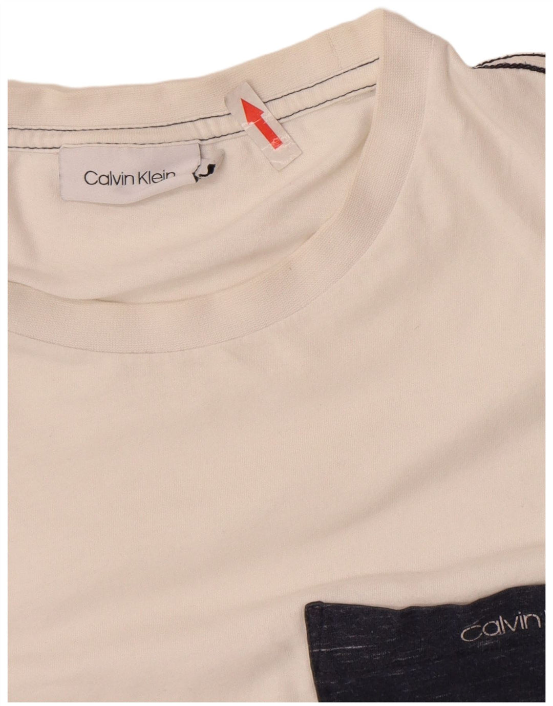 Calvin Klein Herre T-Shirt Top Lille Hvid Bomuld