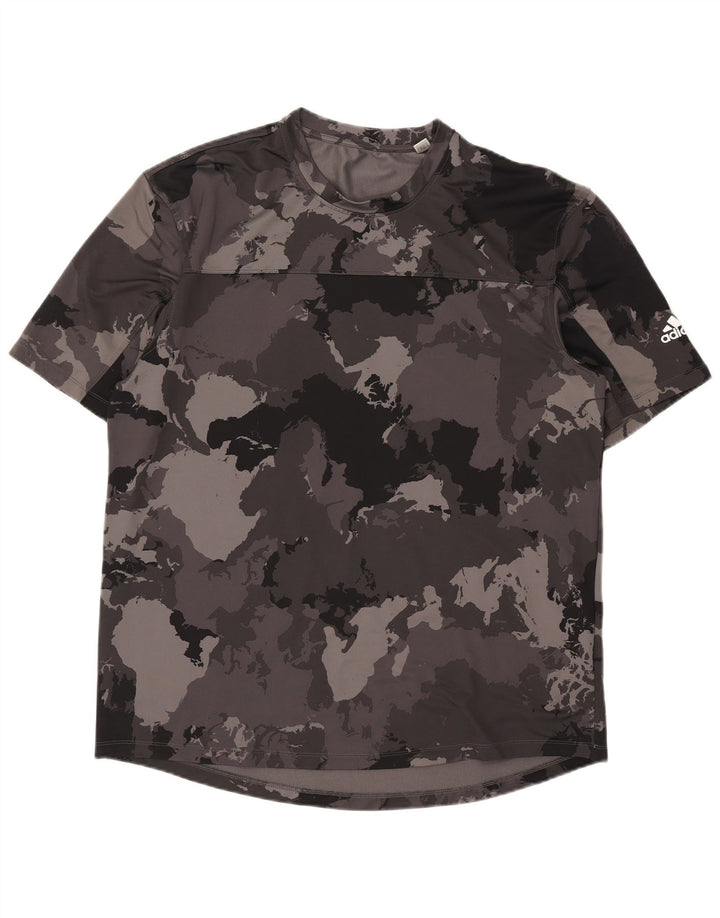 Adidas Herre T-Shirt Top 2XL Grå Camouflage Polyester