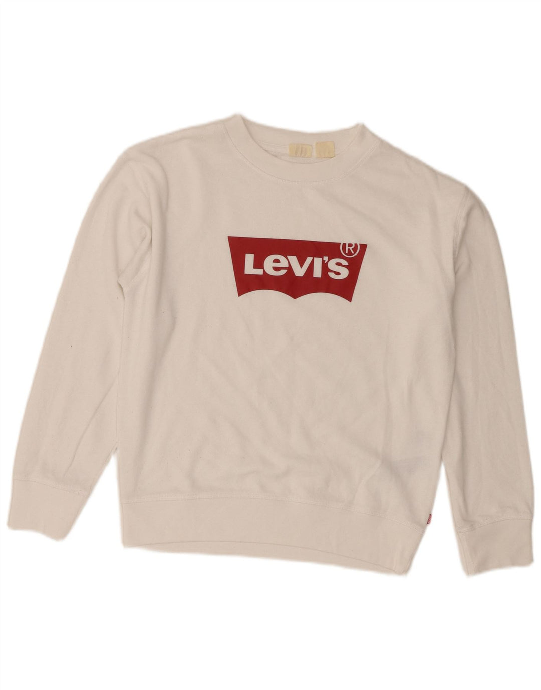 Levi's Dame grafisk oversize sweatshirt trøje UK 6 XS hvid bomuld