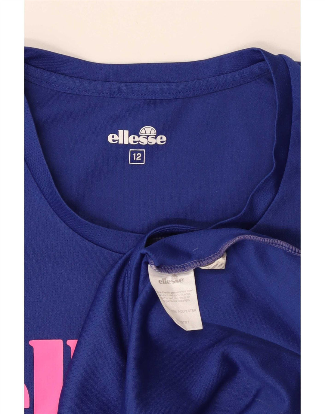Ellesse Womens Grafisk T-Shirt Top UK 12 Medium Blue Polyester