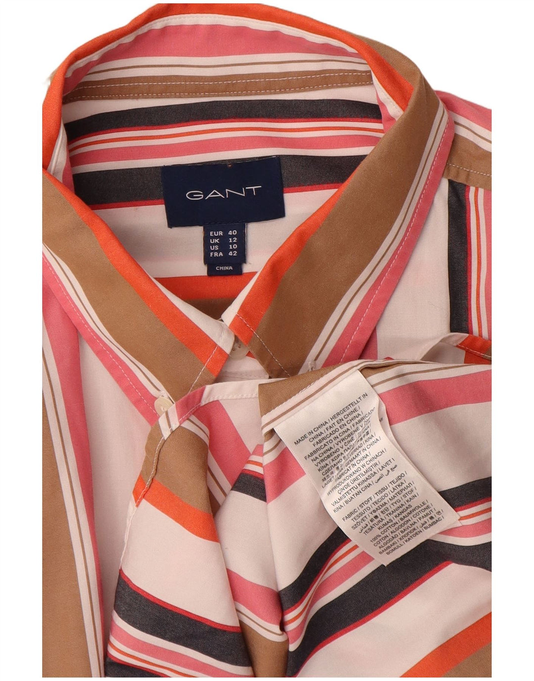 Gant oversize skjorte til kvinder UK 12 Medium Flerfarvet stribet bomuld